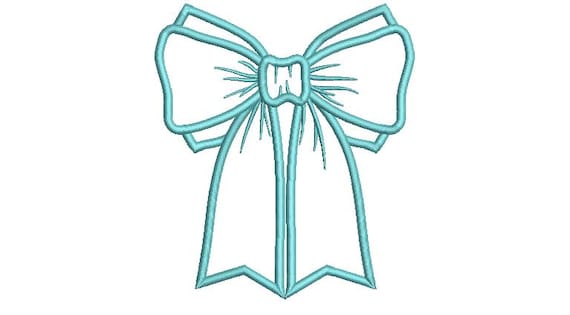 Turquoise Bow Applique Machine Embroidery File design 5x7 hoop - Ribbon Bow Applique Download