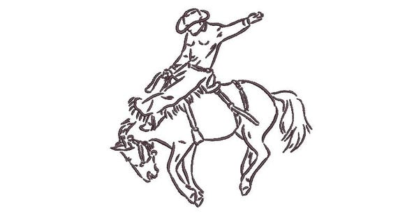 Rodeo Cowboy Machine Embroidery File design - 5x7 inch hoop - Western Embroidery Design Download