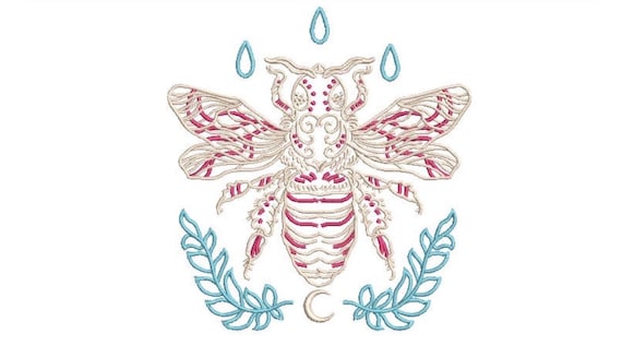 Artistic Bee Machine Embroidery File - 5 x 7 inch hoop - Bird embroidery file - Machine Embroidery Design digital download
