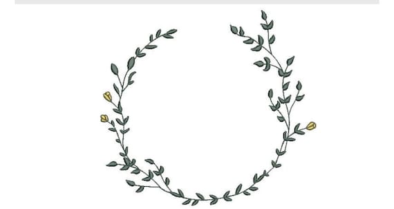 Simple Vine Wreath Wreath- Machine Embroidery File design - 8 x 8 inch hoop - monogram Frame - Instant download