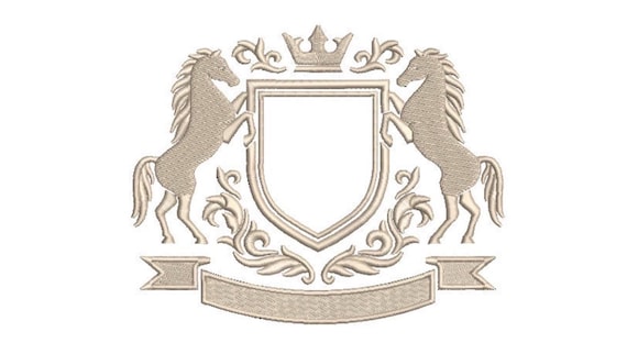 Horse Crest - Machine Embroidery File design - 6 x 10 inch hoop - monogram Frame - Instant download