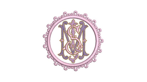Flower Lace Satin Monogram Frame -  Machine Embroidery File design -  4x4 hoop - Round Border Frame