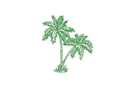 Two Palm Trees Machine Embroidery File design - 4 x 4 inch hoop - Palms Sketch