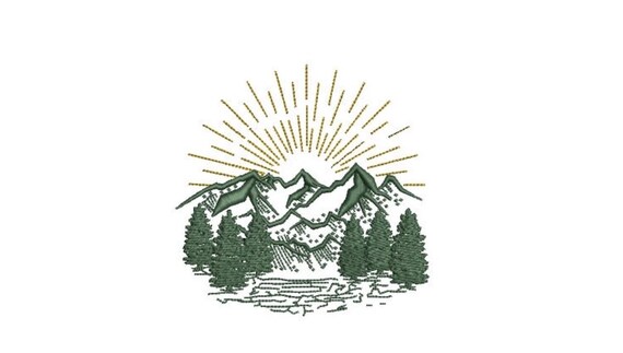 Outdoors Embroidery Design - Hiking Embroidery Design -  Machine Embroidery File design 4 x4 inch hoop