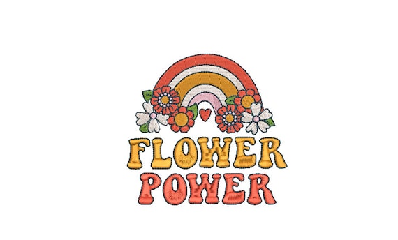 Flower Power Rainbow - Machine Embroidery File design - 4x4 inch hoop - Monogram Frame - Rainbow Embroidery Design