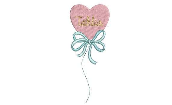 Heart Balloon Embroidery Design -  Machine Embroidery File design - 5 x 7 inch hoop - Instant Download