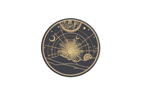 Space Landscape  Design - Machine Embroidery File design - 4x4 inch hoop - Space Embroidery Design - Stars
