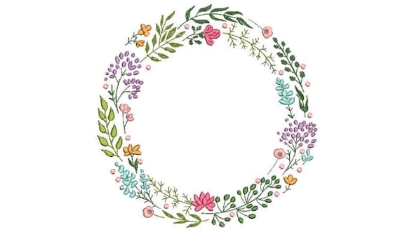 Boho Wildflower Wreath  Embroidery Design - Machine Embroidery File design  - JUMBO hoop 12 x 12 inches  - Instant download
