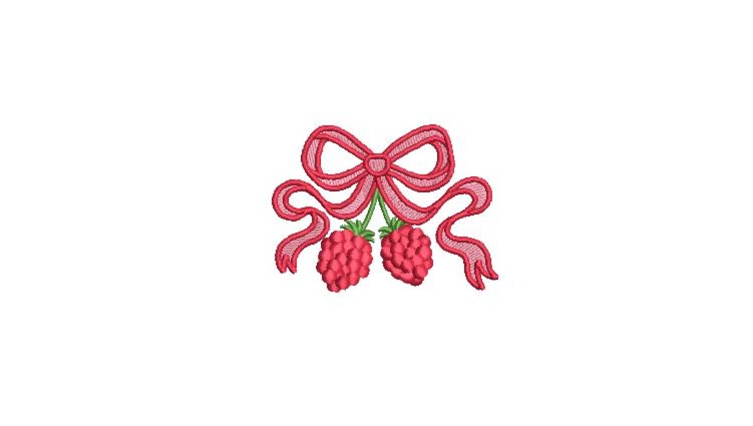 Ribbon Bow Raspberry Embroidery Design - Machine Embroidery Instant ...