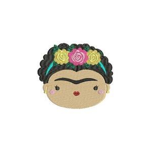Mexican Girl Face Machine Embroidery File design 4x4 hoop Embroidery Patch Design - instant download