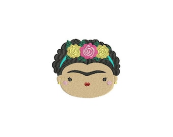 Cerchio di progettazione 4x4 Mexican Girl Face macchina ricamo File Patch ricamo - download immediato
