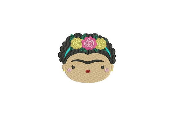 Mexican Girl Face Machine Embroidery File design 4x4 hoop Embroidery Patch Design - instant download