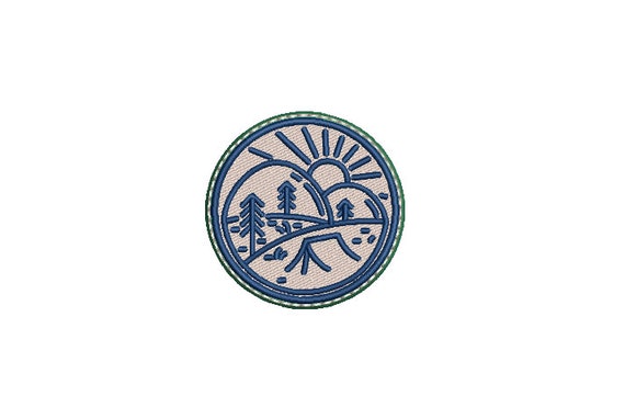 Camping Patch Embroidery Design - Hiking Embroidery Design -  Machine Embroidery File design 3 x3 inch hoop