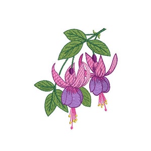 Fuchsia Embroidery Design - Fuchsias Embroidery File - Machine Embroidery File design - 4 x 4 inch hoop - Instant Download