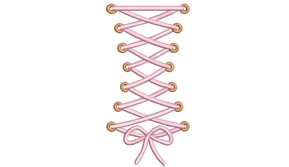 Corset Tie Bow Machine Embroidery File design - 5x7 inch hoop - instant download - 13x18cm hoop