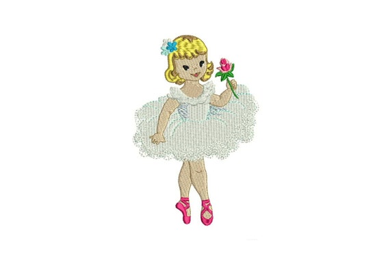 Vintage Ballerina Rose Machine Embroidery File design 5x7 hoop - instant download