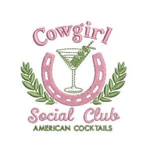 Cowgirl Social Club Machine Embroidery File design - 4x4 inch hoop - HOWDY Margarita EmbroideryDesign Download