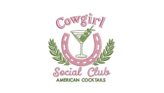 Cowgirl Social Club Machine Embroidery File design - 4x4 inch hoop - HOWDY Margarita EmbroideryDesign Download