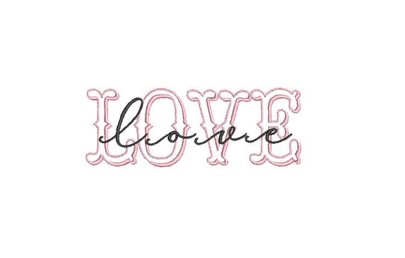 Love LOVE Embroidery - Machine Embroidery File design -  4x4 inch hoop - 10cm hoop