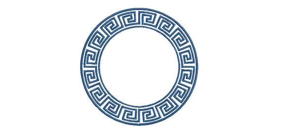 Greek Key Circle Monogram Frame -  Embroidery File design -  5x7 hoop - Round Border Frame
