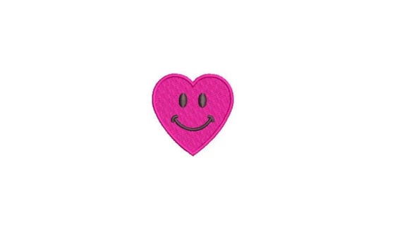 Happy Heart Embroidery Design - Mini 5cm Embroidery File design - 4x4 hoop