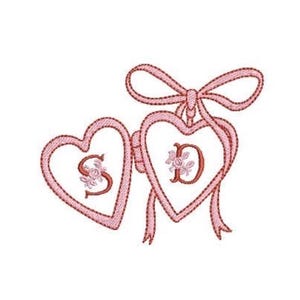 Valentine Bow Heart Locket Monogram Frame - Machine Embroidery File design -  4x4 inch hoop - Letters Not Included - Two Files included.