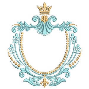 Crown Crest Frame - Machine Embroidery File design - 5x7 inch hoop - Monogram Frame