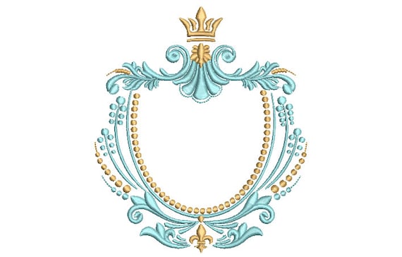 Crown Crest Frame - Machine Embroidery File design - 5x7 inch hoop - Monogram Frame