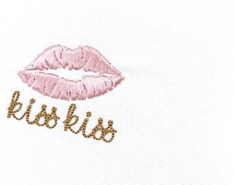 Machine Embroidery Kiss Kiss Lips Machine Embroidery File design 4x4 inch hoop