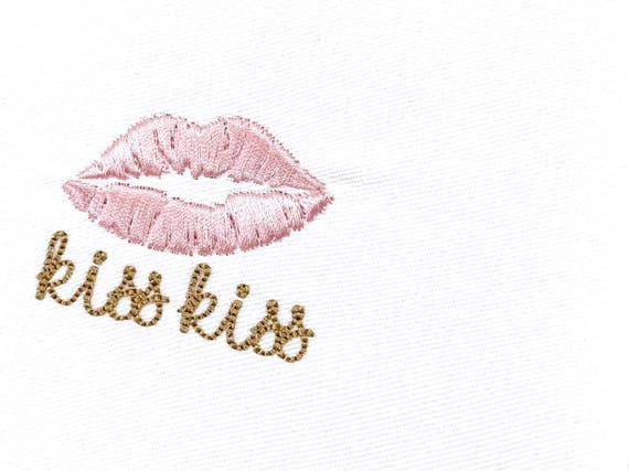 Machine Embroidery Kiss Kiss Lips Machine Embroidery File design 4x4 inch hoop