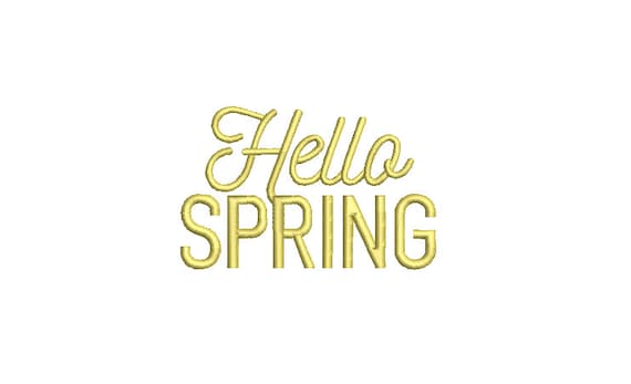 Hello Spring - Urban Modern - Machine Embroidery File design - 4x4 inch hoop - Quote Embroidery Design