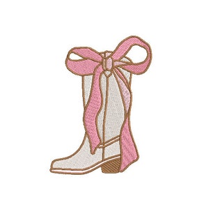 Cowgirl Boot and Bow Machine Embroidery File design - 4x4 inch hoop - Monogram Frame - Coquette Embroidery