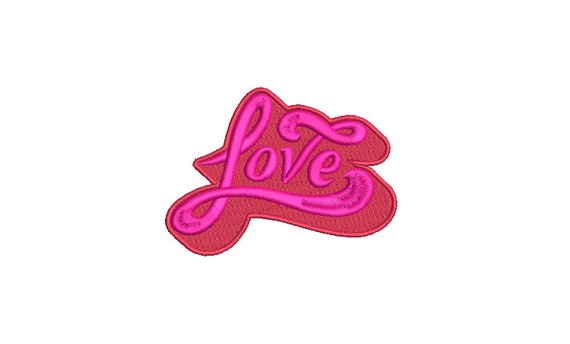 Love Patch Embroidery Design - Machine Embroidery File design -  4x4 inch hoop - 10cm hoop - Retro Patch Design