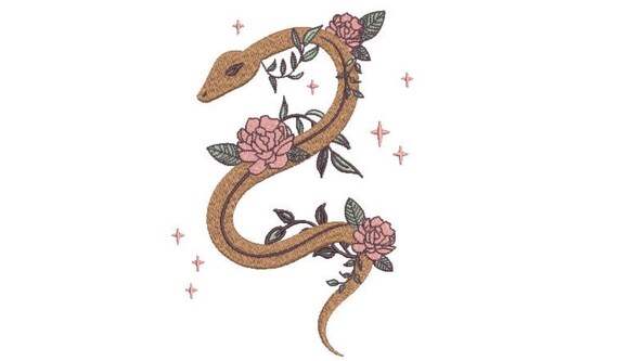 Mystical Snake Embroidery Design -  Urban Modern Machine Embroidery File design - 5x7 inch hoop - instant download
