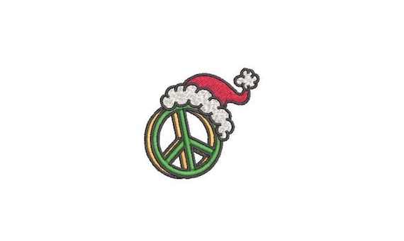 Peace Santa Hat Embroidery Design - Mini 5cm Embroidery File design - 4x4 hoop