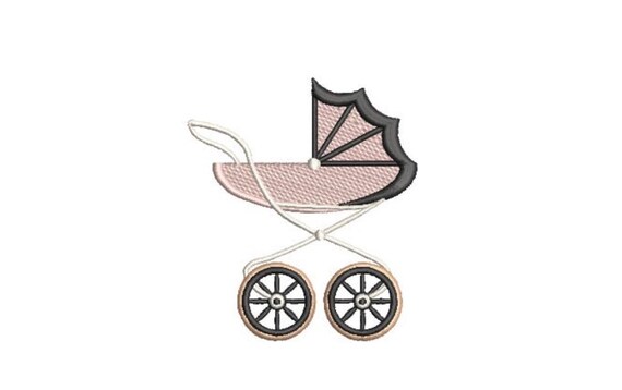 Classic Pram Machine Embroidery File design - 4x4 hoop - Instant Download - Baby Embroidery Download