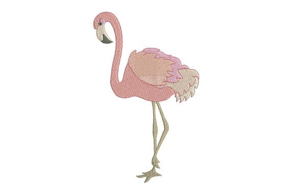 Flamingo Embroidery - Machine Embroidery Whimsical Baby Pink Flamingo Machine Embroidery File design 5x7 inch hoop