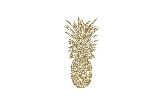 Pineapple Embroidery - Machine Embroidery Tropical Pineapple Sketch Embroidery File design 4x4 hoop