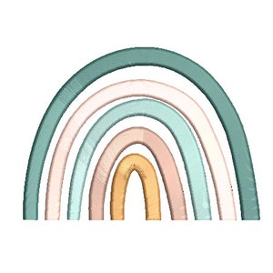 Boho  Rainbow - Machine Embroidery File design - 5x7 inch hoop - Monogram Frame - Satin Stitch Rainbow Embroidery Design