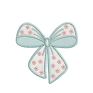 Light Fill Floral Bow Machine Embroidery File design - 4 x 4 inch hoop - Monogram Design - Digital Download Bow embroidery Design