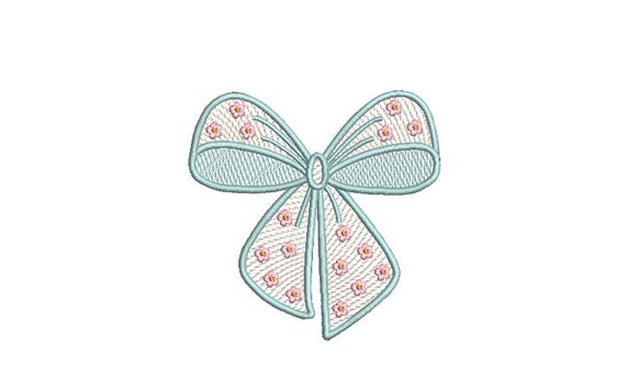 Light Fill Floral Bow Machine Embroidery File design - 4 x 4 inch hoop - Monogram Design - Digital Download Bow embroidery Design