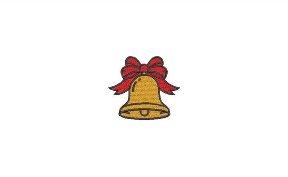 Bow Bell Christmas Embroidery - Machine Embroidery File design - 3x3 inch hoop - Christmas Embroidery Design