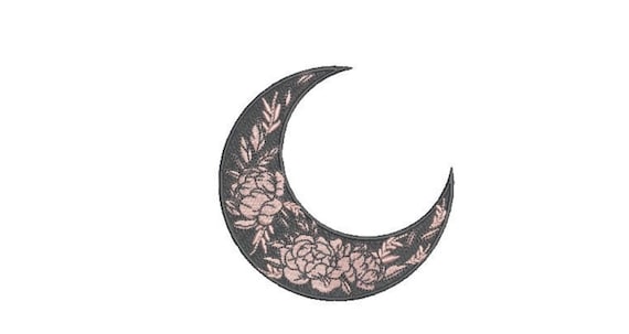 Floral Moon Embroidery Design -  Moon Child Machine Embroidery File design - 4x4 inch hoop - instant download