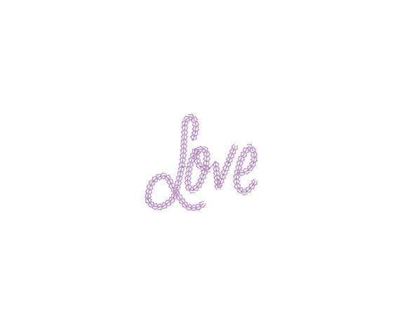 Love Embroidery - Vintage Chain Stitch LOVE 2 Machine Embroidery File design 4x4 inch hoop applique