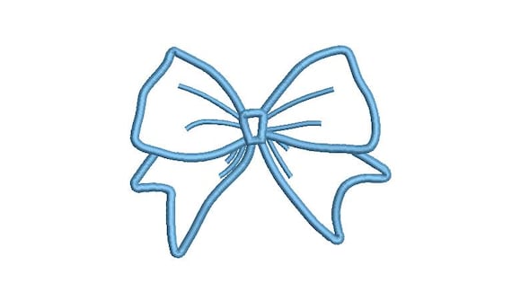 Blue Bow Applique Machine Embroidery File design 5x7 hoop - Ribbon Bow Applique Download