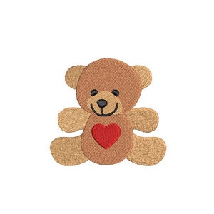 Heart Teddy Bear Machine Embroidery File design 3x3 inch hoop Instant download - Teddy Bear Design
