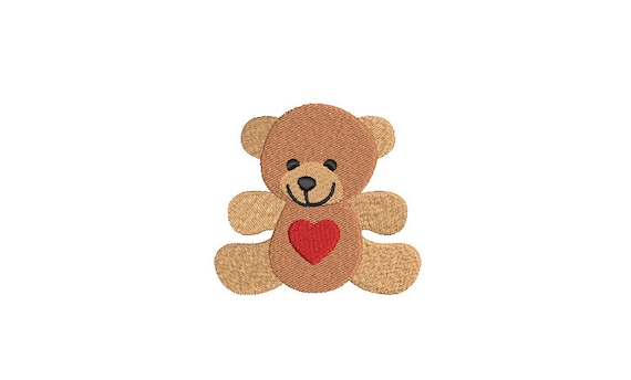 Heart Teddy Bear Machine Embroidery File design 3x3 inch hoop Instant download - Teddy Bear Design