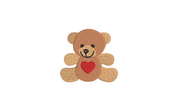 Heart Teddy Bear Machine Embroidery File design 3x3 inch hoop Instant download - Teddy Bear Design