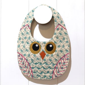 ITH In The Hoop Baby OWL Bib Machine Embroidery File design 8x12 ITH bib