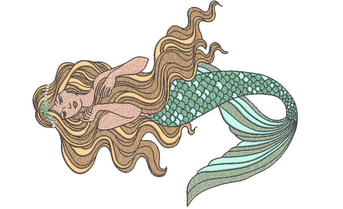 Mermaid embroidery Design Mermaid Machine Embroidery File Etsy